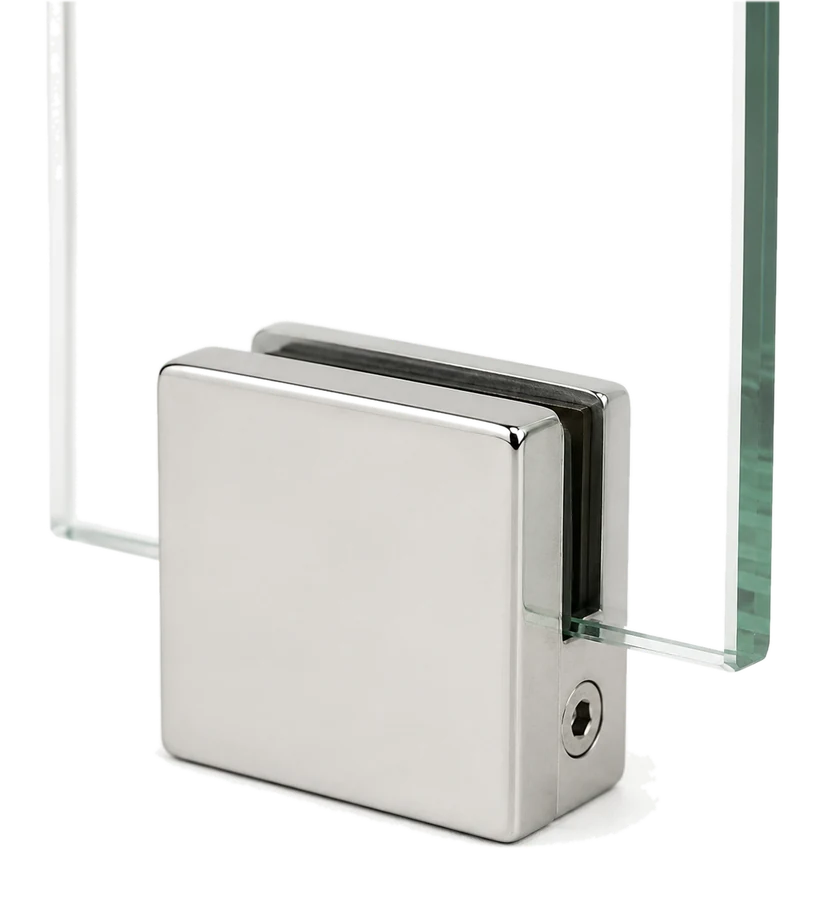 Glass clamp, square — For 8–12 mm glass